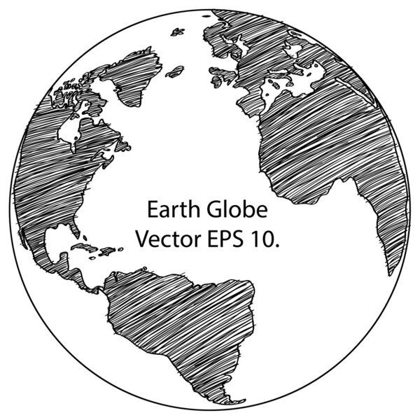 World Map Earth Globe Vector line Sketched Up Illustrator, EPS 10.