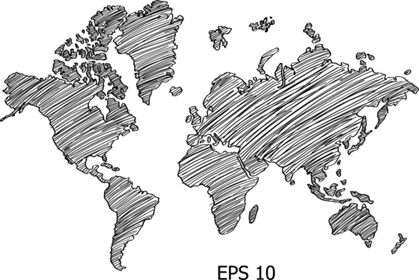 Carte du monde Globe terrestre Ligne vectorielle Sketched Up Illustrator, EPS 10 . — Image vectorielle