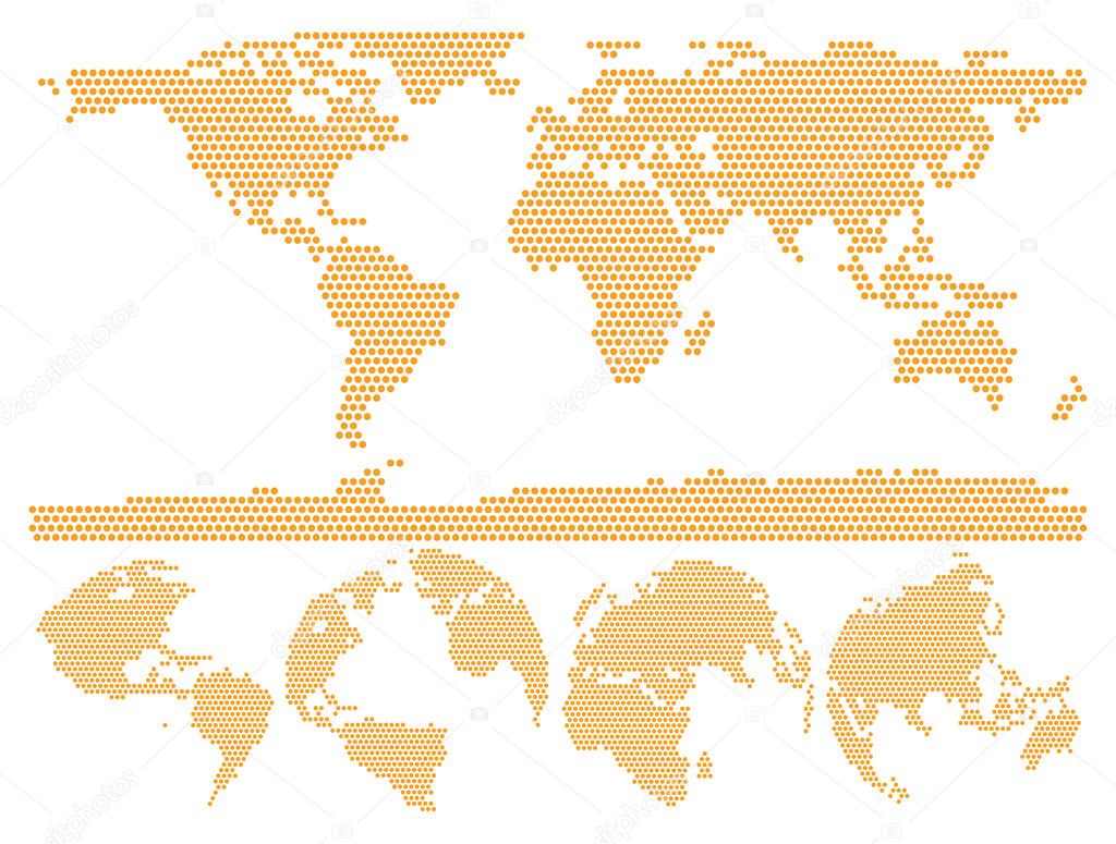 Dotted World Map Globe Made of Circle Shapes. Vector Illustration EPS 10.