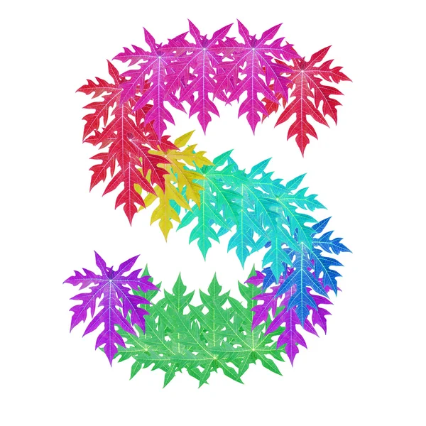 Colourful leaf alphabet character. — Stock Photo, Image