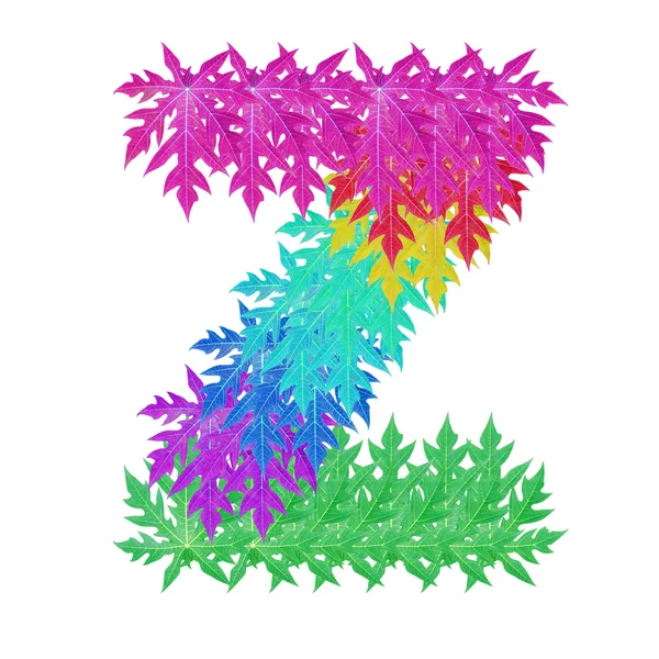 Colourful leaf alphabet character. — Stock Photo, Image