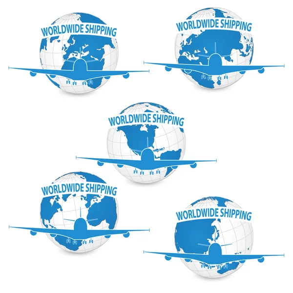 Airplane, Air Craft Shipping Around the World — Stock Vector