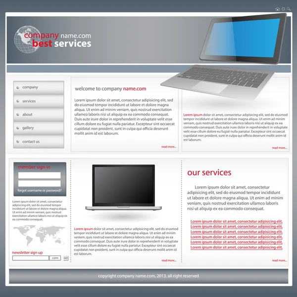 Modello di sito web — Vettoriale Stock