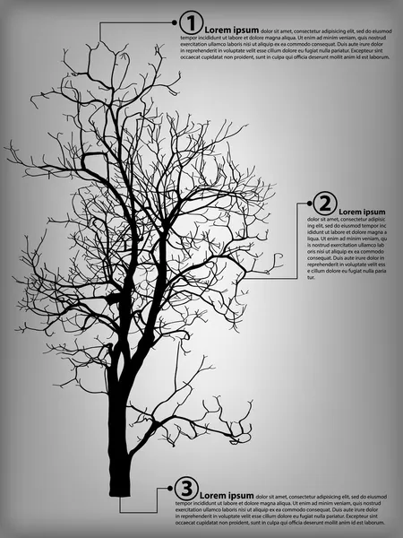 Diagrama infográfico del árbol muerto sin hojas Vector Illustration Sketched, EPS 10 . — Archivo Imágenes Vectoriales