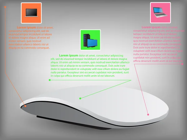 Diagrama do computador desktop Mouse — Vetor de Stock