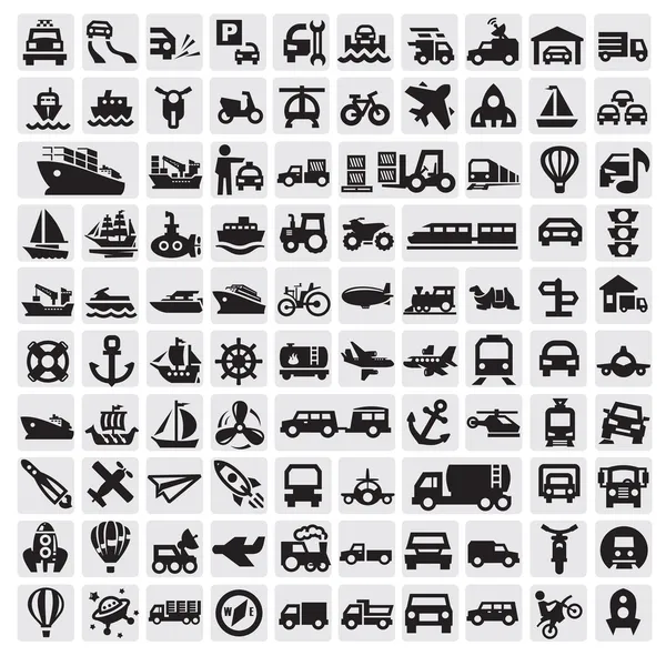 Grandes iconos de transporte — Vector de stock