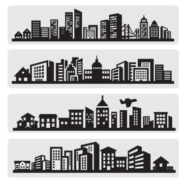 Cities silhouette icon clipart
