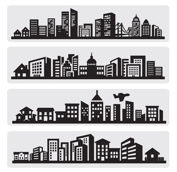 Cities silhouette icon — Stock Vector