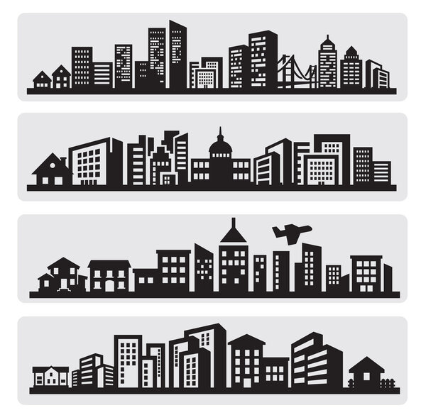 Cities silhouette icon