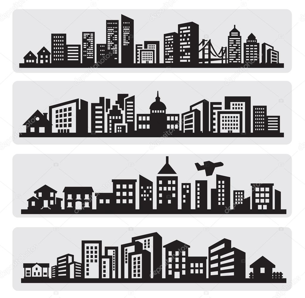 Cities silhouette icon