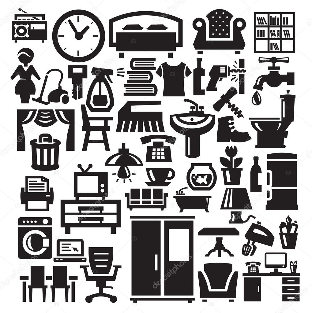 Home furniture and appliances icons