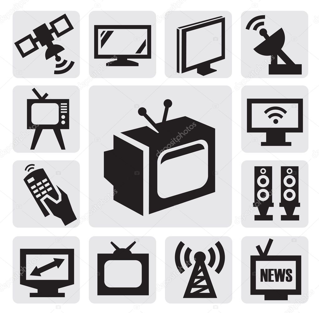 TV icons set
