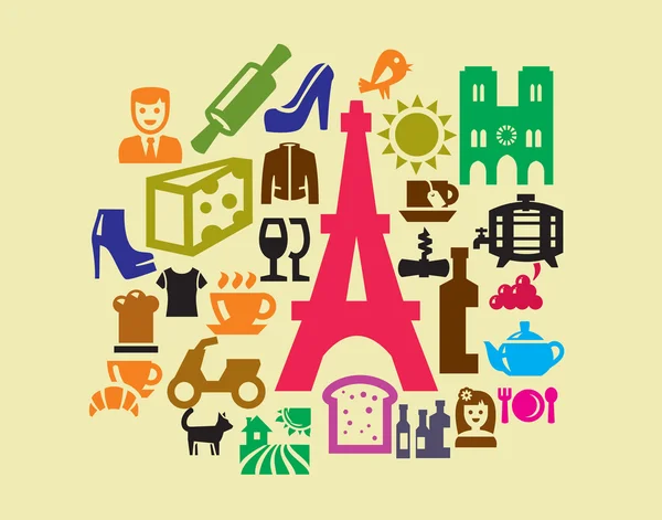 French culture icons — Stock Vector