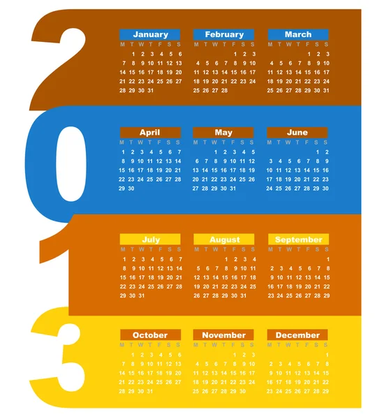 Calendar pentru 2013 — Vector de stoc