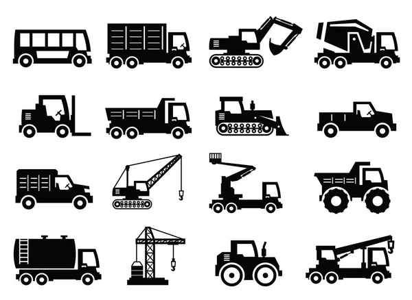 Iconos de transporte de construcción — Vector de stock