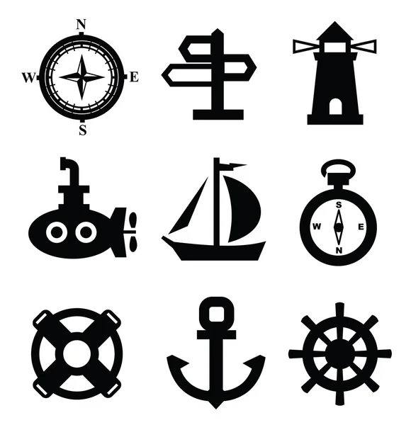 Nautical icons — Stock Vector