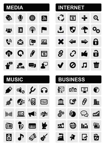 Negocios, música, internet y medios de comunicación — Archivo Imágenes Vectoriales