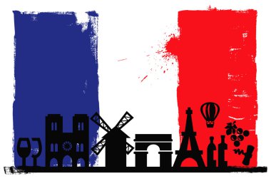 Fransa bayrağı ve silhouettes