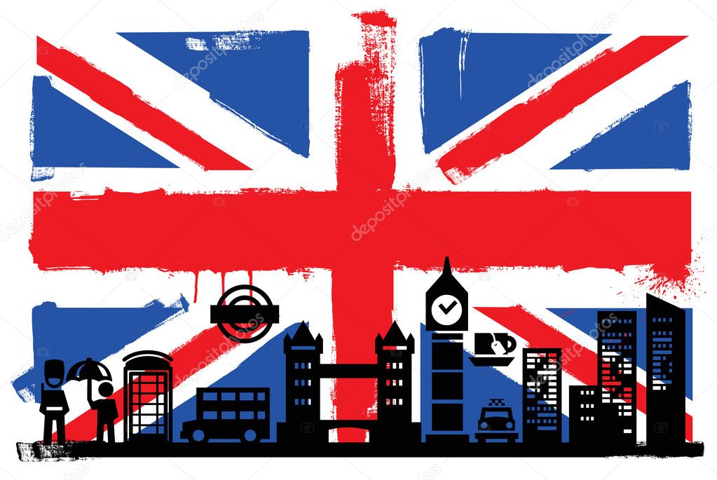 UK flag and silhouettes