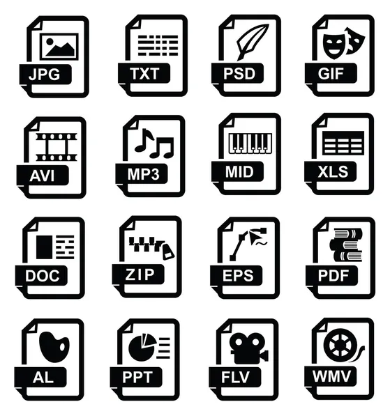 Symbole zur Dateierweiterung — Stockvektor