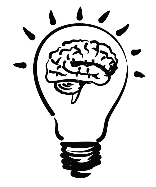 Illustration av hjärnan lampa — Stock vektor