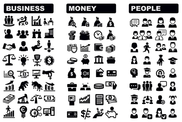 Üzlet, a pénz és a ikon Stock Illusztrációk