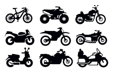 Motorcycles and bicycles clipart