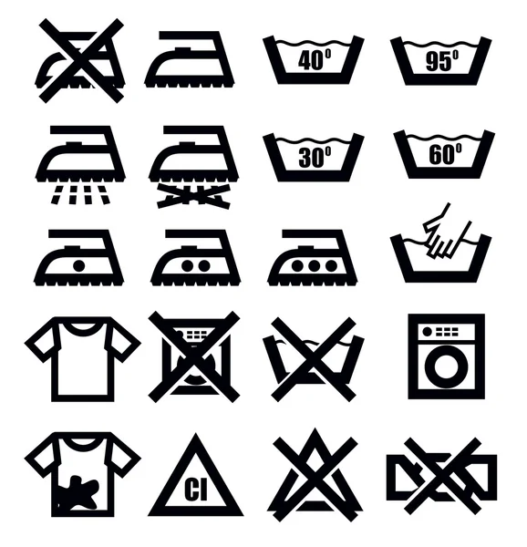 Známky praní a oblečení — Stockový vektor
