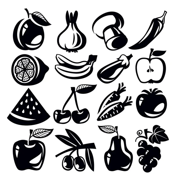 Hortalizas y frutas — Vector de stock