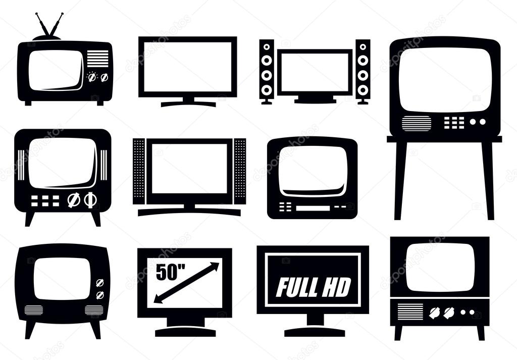 Retro and modern tv icons