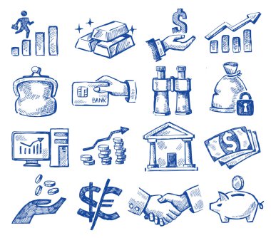 Hand drawn money and business clipart