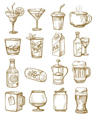 Hand drawn beverages clipart