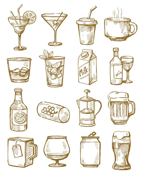 Hand drawn beverages — Stock Vector