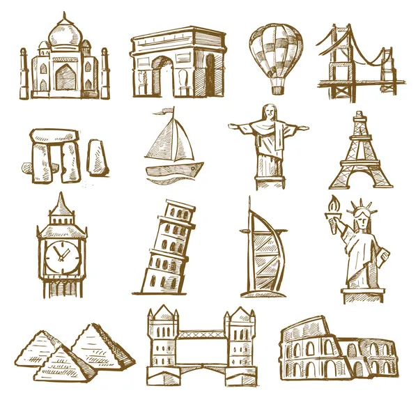 Hand drawn landmarks — Stock Illustration Hand drawn landmarks Vector Graphics