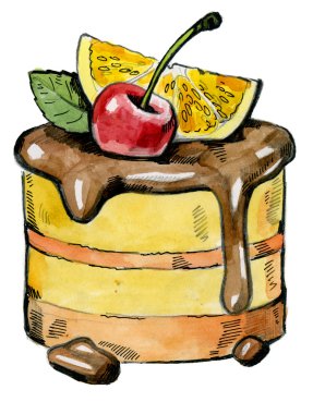 suluboya el çekilmiş kek