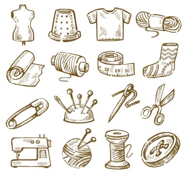 Hand drawn sewing clipart