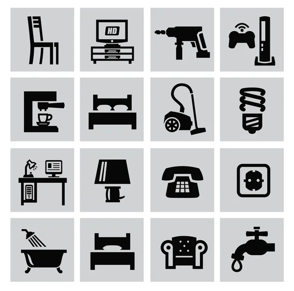 Muebles e iconos para el hogar — Archivo Imágenes Vectoriales