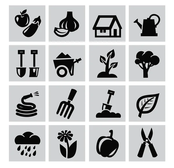 Iconos de jardinería — Vector de stock