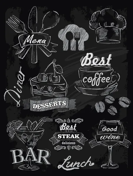 Menu set on chalkboard — Stock Vector