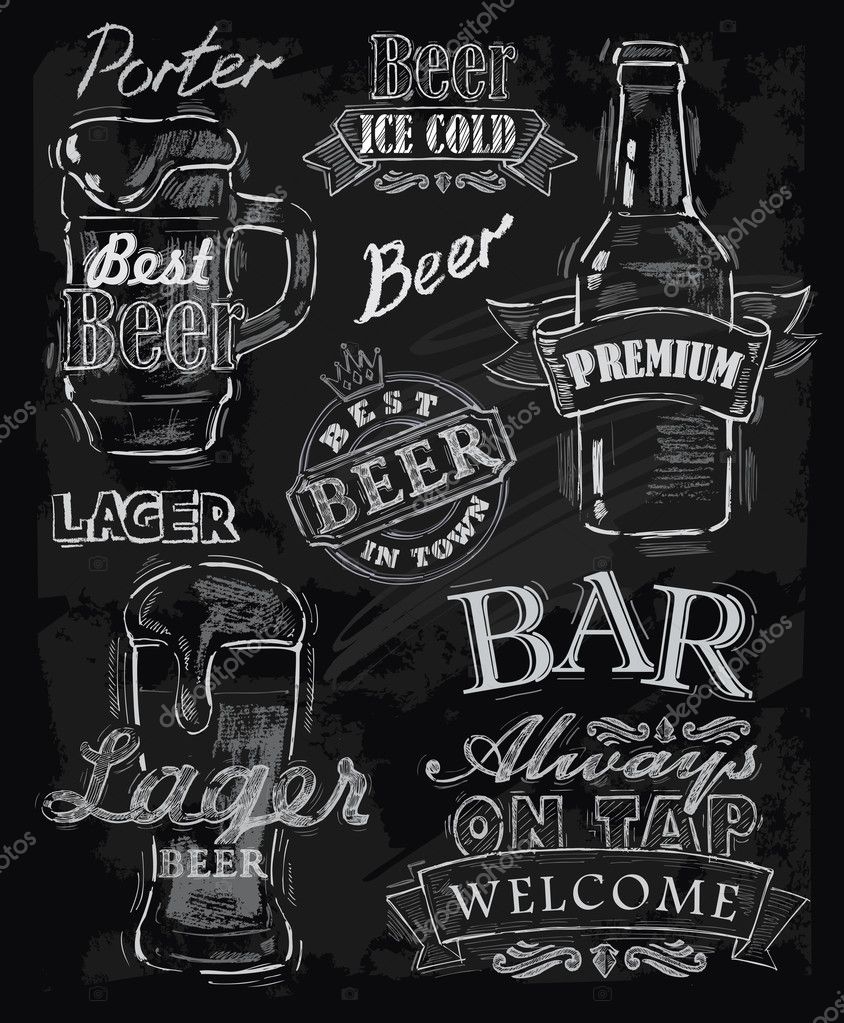 Vector chalk beer on chalkboard background