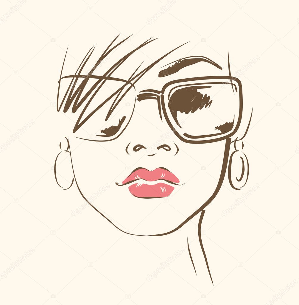 Vector face in glasses