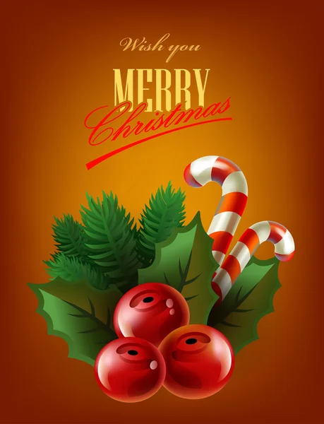 Ilustracja czerwony Holly Boże Narodzenie — Wektor stockowy