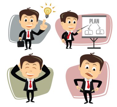 Vector businessman in various poses