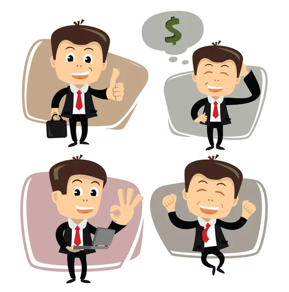 Vector hombre de negocios en varias poses — Vector de stock