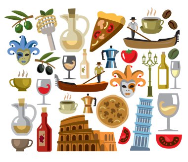 İtalya Icons set vektör