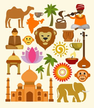 Hindistan Icon set vektör