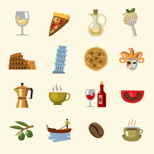 Vector italy icons set — Stock Vector