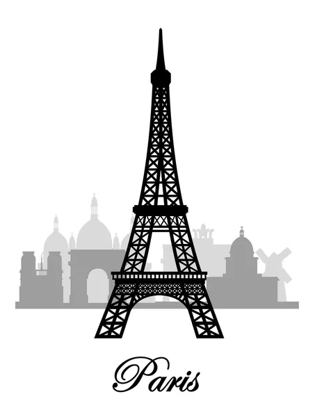 Vector paris skyline silhouette — Stock Vector