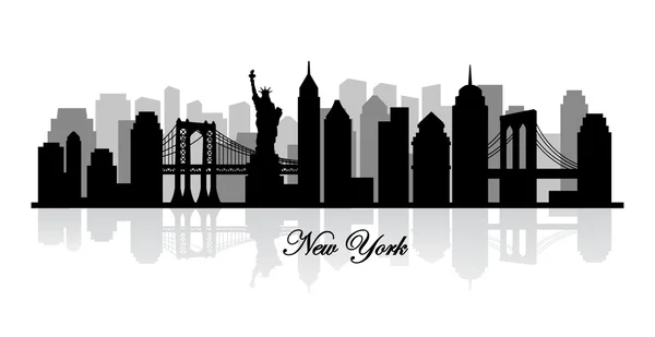 Silhouette dello skyline di New York vettoriale — Vettoriale Stock