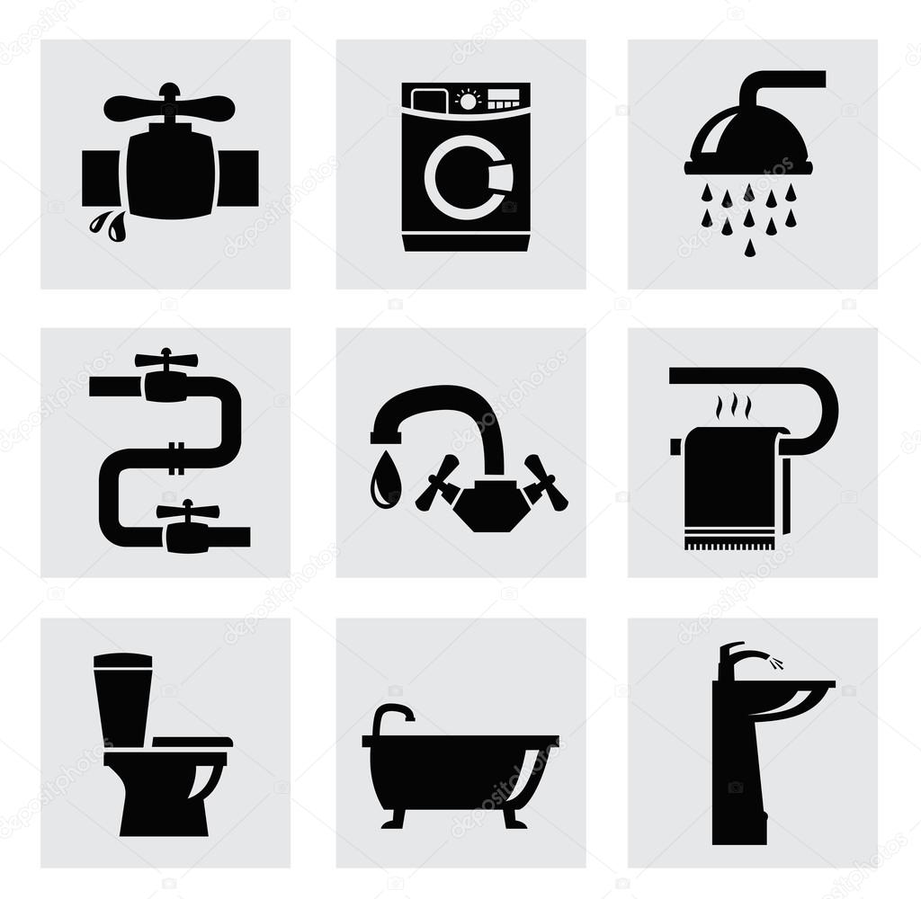 Vector bathroom icon set